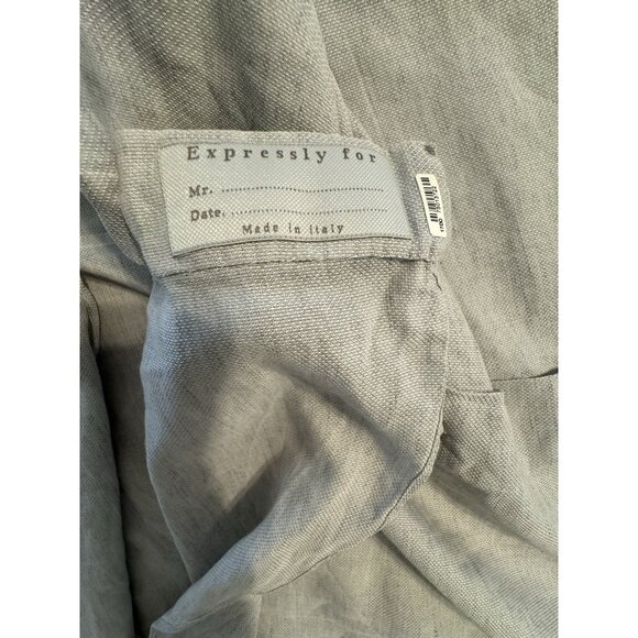 Eleventy Platinum Men Large Gray Linen Cotton Blend Italy Button Down Shirt - Picture 8 of 13